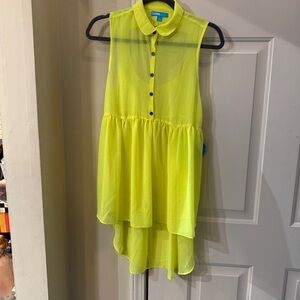 Nanette Lepore Neon Yellow Sleeveless Blouse